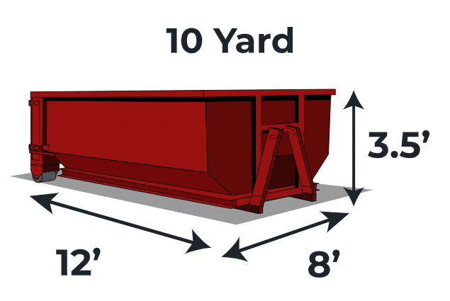 10-yard i need dumpster graphic showing the dimensions of the dumpster