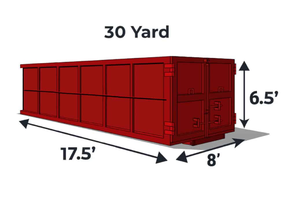 graphic image of 30 yard red dumpster